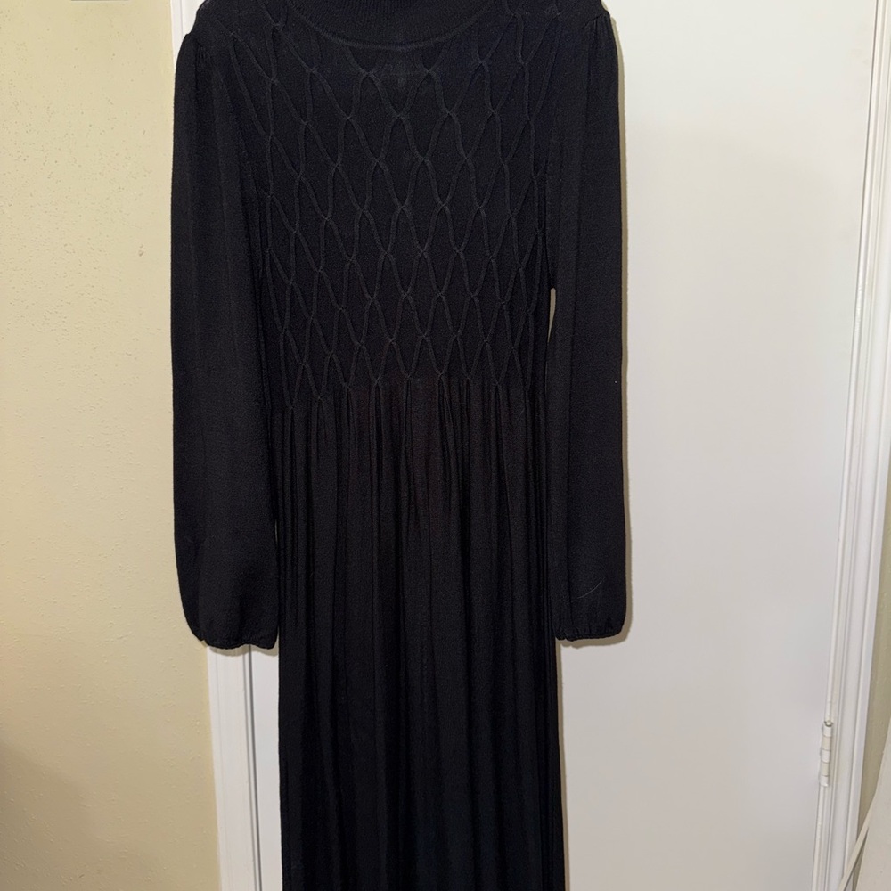 Elegant Black Turtleneck Long Sleeve sweater Dress